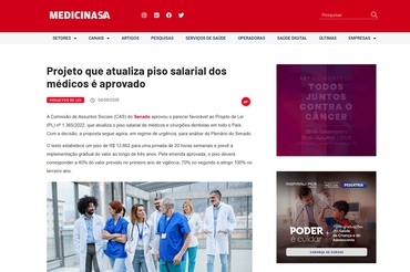 Medicina S/A Projeto que atualiza piso salarial  dos médicos é aprovado em Brasília